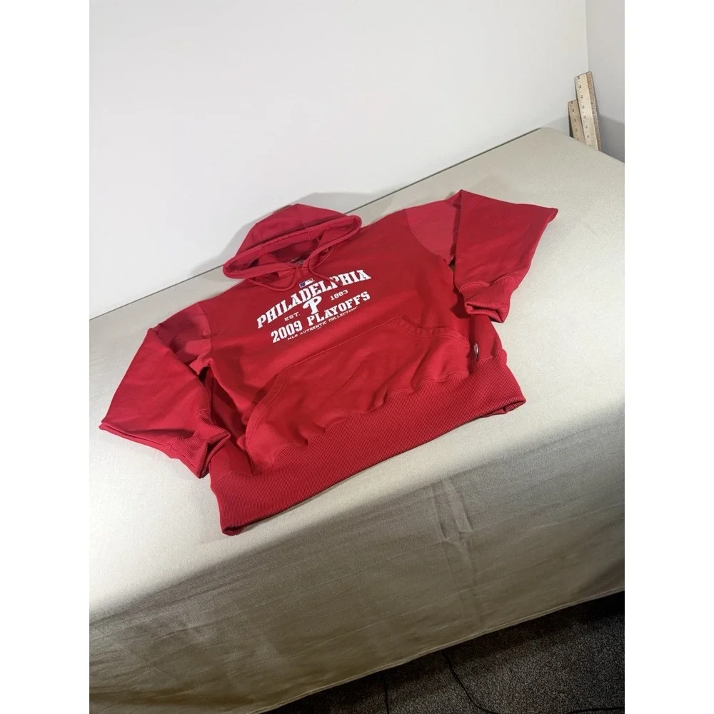 Philadelphia Phillies Hoodie Adult Medium Red Majestic 2009 Playoffs MLB Mens - Picture 3 of 9